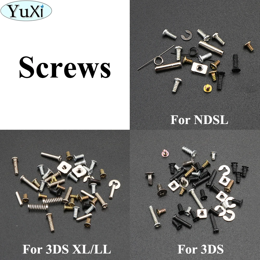 

YuXi Screws Sets for 3DS LL/XL for NDSL Full set of screws + metal parts LR spring nuts Metal studs