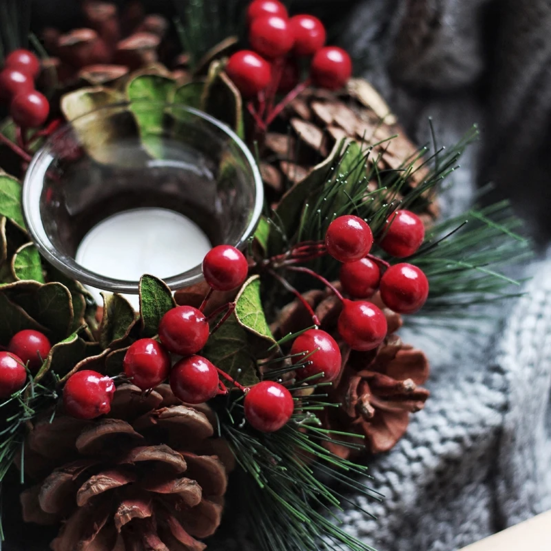 Рождество Pinecone сосновые иглы подсвечник американский кантри Сад домашний декор