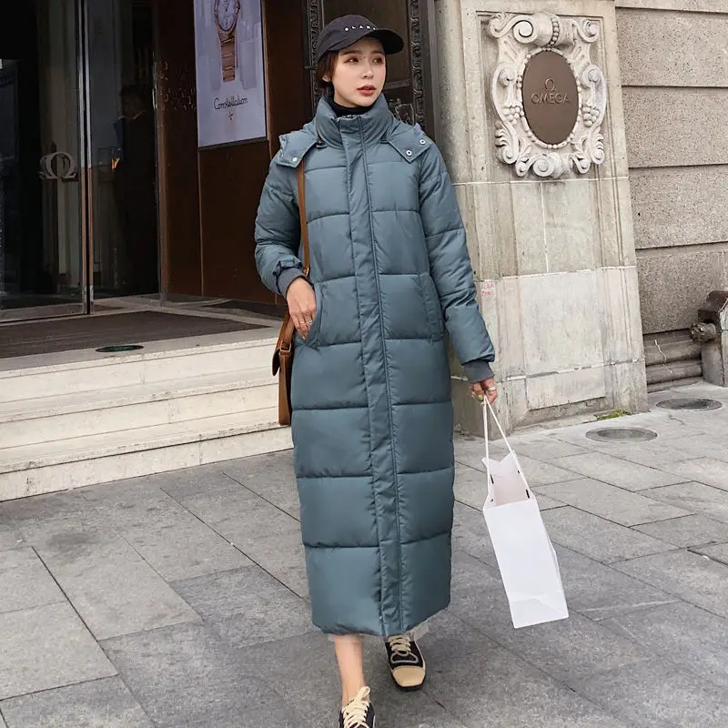 blue grey parkas Женские пуховики, хлопковые зимние куртки, пальто, супер длинные парки с капюшоном, студенческие свободные женские куртки, теплая верхняя одежда, зимние пальто C5872 - Цвет: blue grey parkas