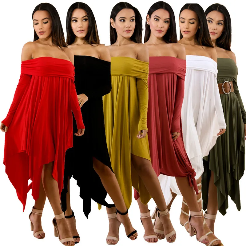 Женское сексуальное платье без бретелек с вырезом лодочкой открытыми плечами