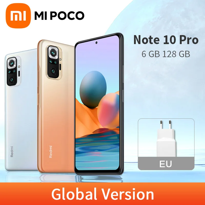 В наличии глобальная версия Xiaomi Redmi Примечание 10 Pro 6 ГБ 128 108MP Quad Camera Snapdragon 732G