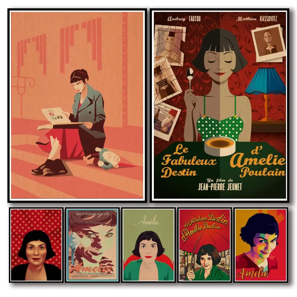 

30 Designs Le Fabuleux Destin D'Amélie Poulain Kraftpaper Poster Artwork Homedecal Fancy Wall Sticker for Coffee House Bar