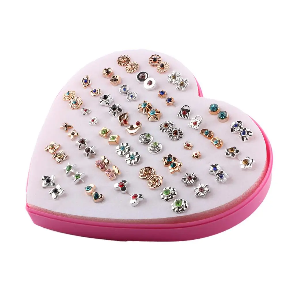 2019 Модные женские серьги-гвоздики золотого цвета 36 пар детские серьги в форме