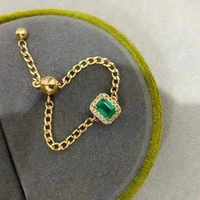 925 sterling silver natural colombian emerald chain ring fashionable new high end atmospheric engagement ring for women