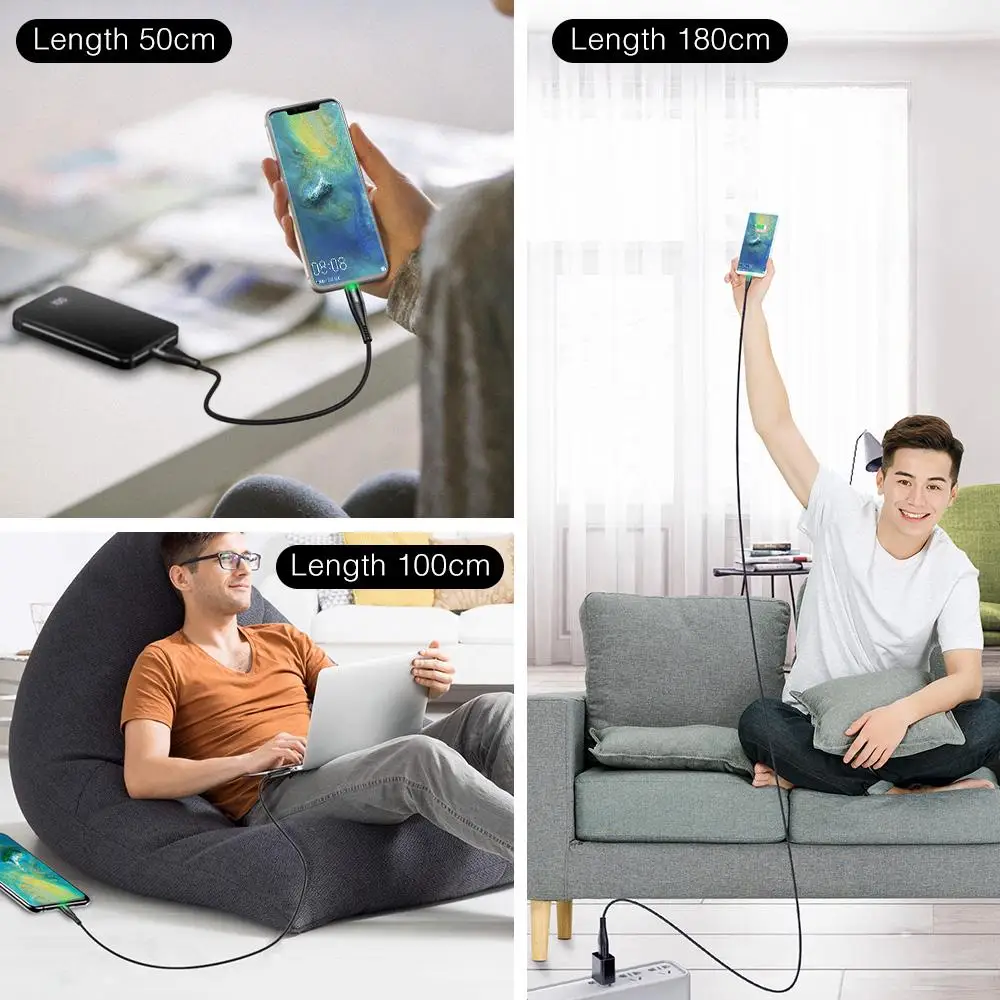 

4A Led Lighting QC 3.0 Quick Charge Type C Cable for Xiaomi Mi 9 USB C Fast Charging for Samsung S8 S10 S9 Huawei Phone Charger
