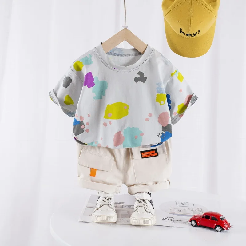 2 шт./комплект футболка и шорты с принтом для мальчиков девочек | Детская одежда