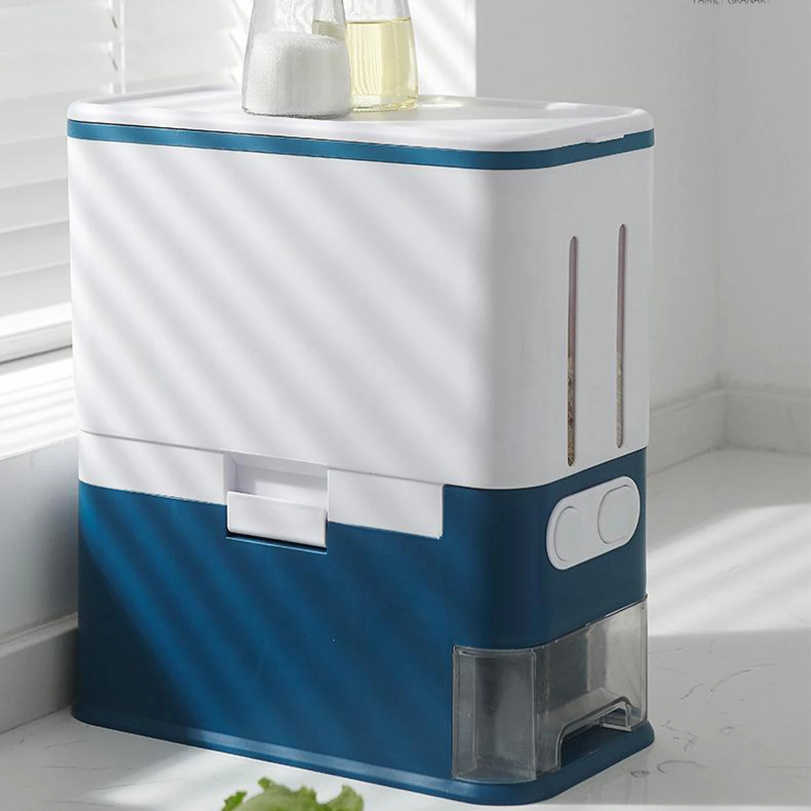 

Automatic Rice Storage Containers 44Lbs Airtight Rice Bucket Grain Storage Bin Cereal Dispenser Container, 20kg