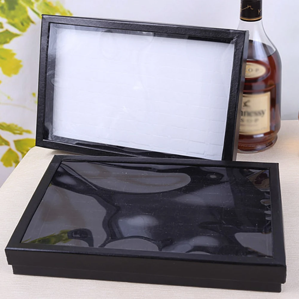 100 слотов держатель для хранения колец с прозрачной крышкой сережек витрина