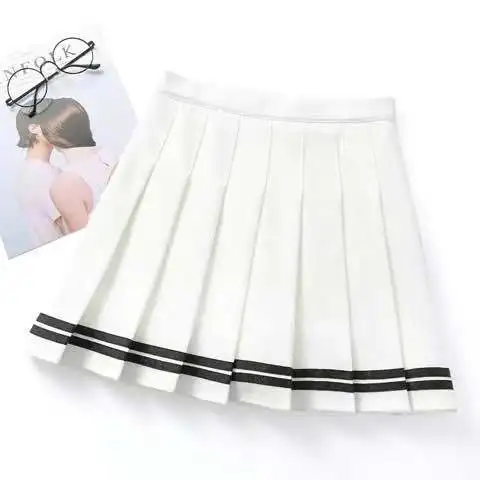 

Short skirt female high waist pleated skirt a line skirt college style kawaii skirt female lolita net red hot sale