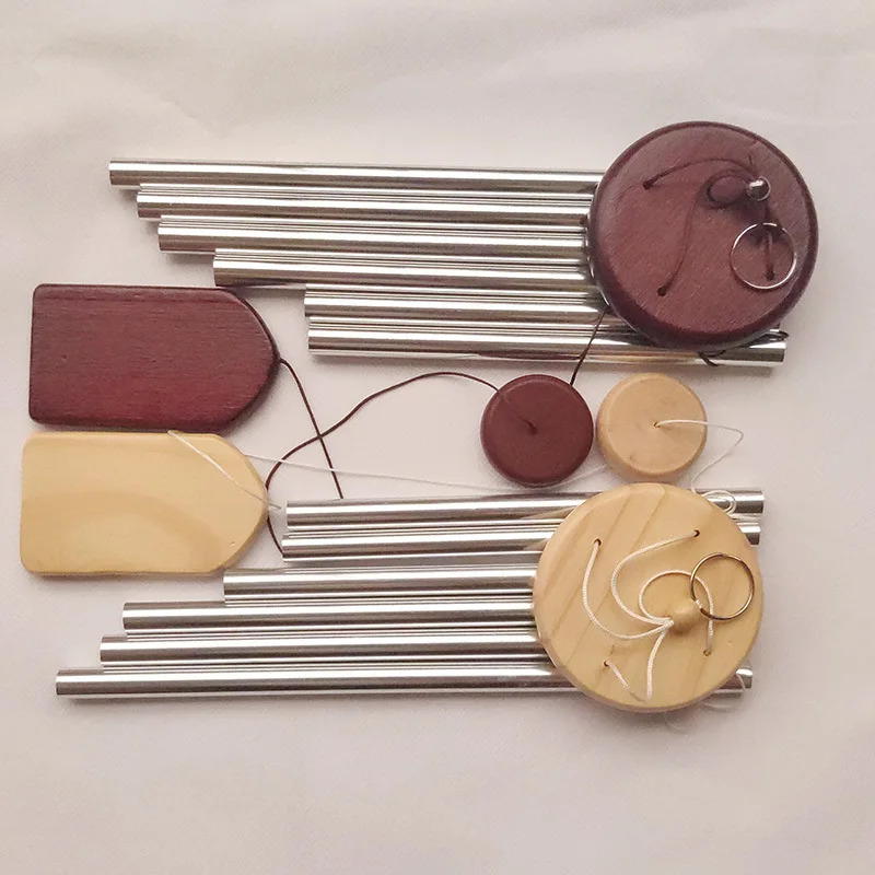 

Pine wood metal small 6-tube wind chime aluminum tube balcony ornaments door decoration gifts step by step wind chimes