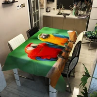 cute parrot tablecloth 3d print cartoon polyester waterproof rectangular kitchen dinner cloth picnic mat cover home decoration