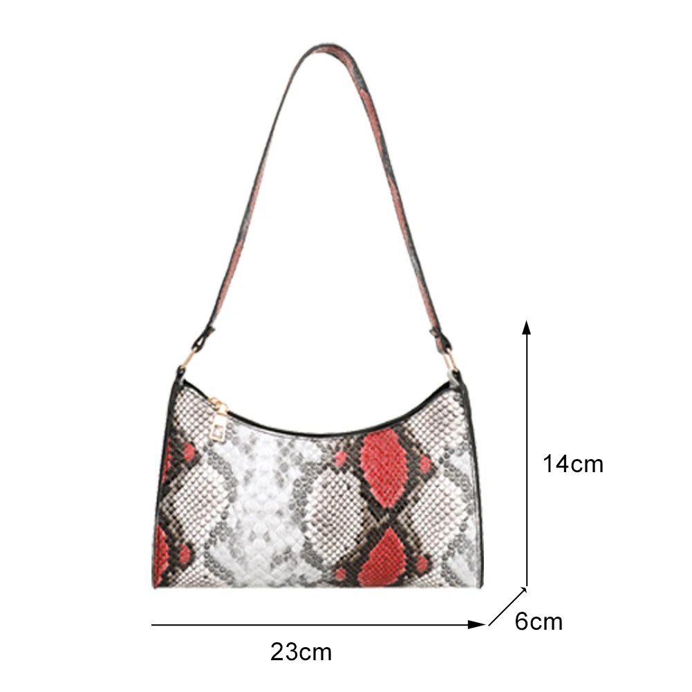 

Women Snake Pattern Printing Underarm Bag PU Leather Zipper Handbag Ladies Casual Shoulder Bag