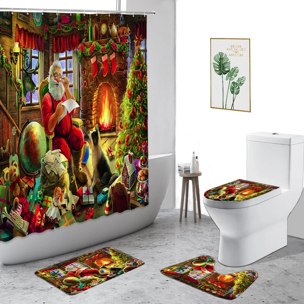 4 шт./комплект коврики для ванной на рождественскую ёлку | Дом и сад