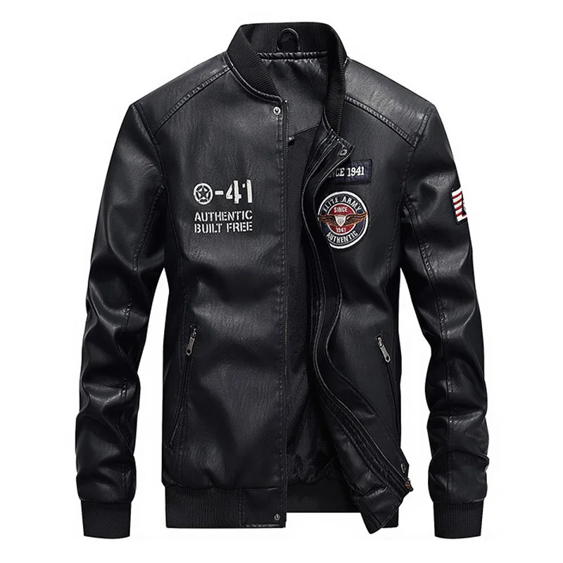 Мужская куртка из искусственной кожи blкг повседневная с воротником в стиле