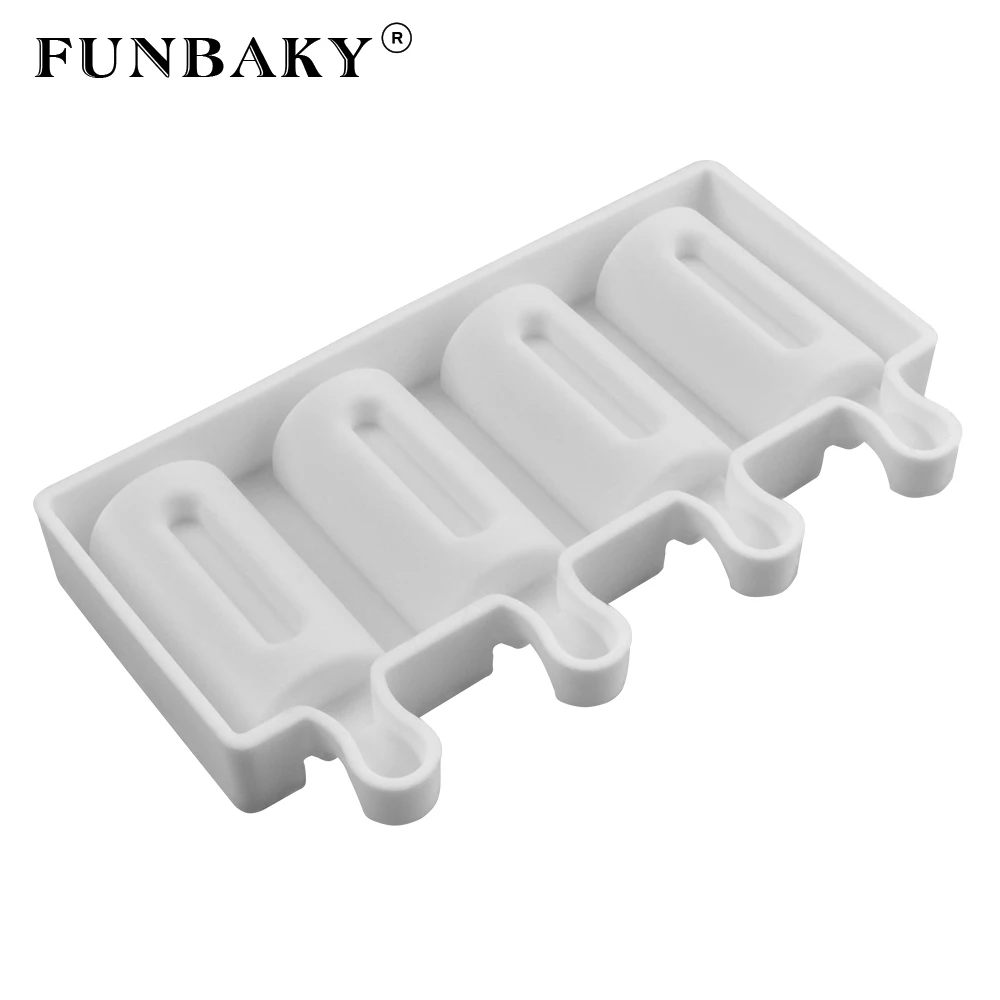 

4 Cavity Popsicle Mold Silicone Ice Cream Mold With Sticks DIY Homemade Baking Desserts For Children Party