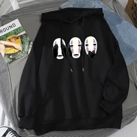 japanese anime spirited away faceless men hoodie 2020 winter harajuku plus size hoodie vintage pattern black sweatshirt women