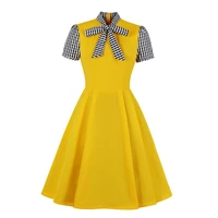 mixinni 2021 the new summer womens elegant dress with a slim temperament and contrasting color bow tie 2187