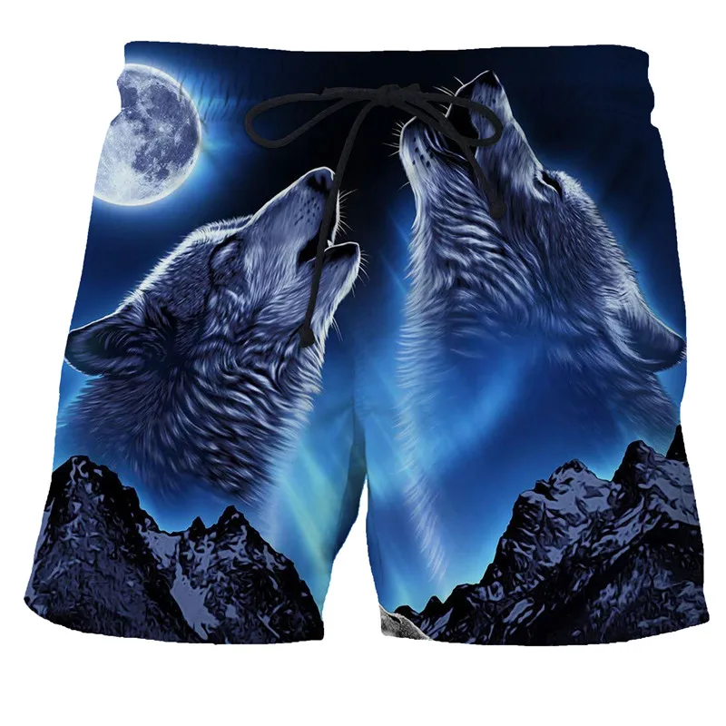 

Summer Man's Beach Shorts Swim Sports Pants Wolf 3D Print Man Galaxy Surfing Short Breathable Male Gym Surf Board Swimsuit