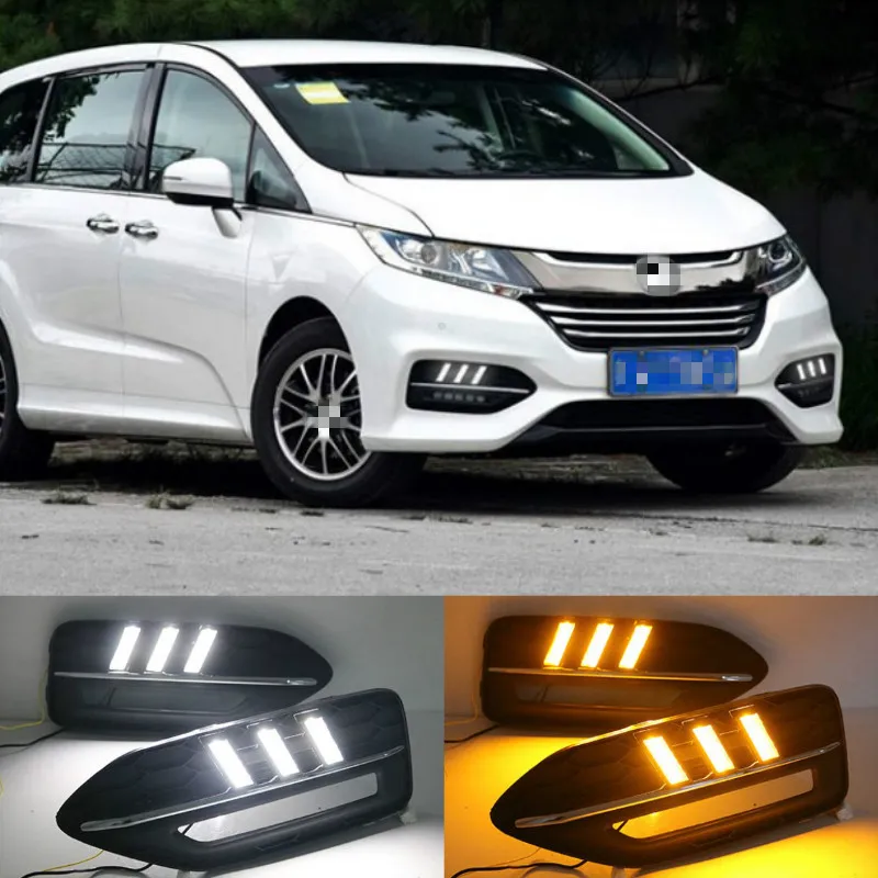 

Автомобильный светодиодный дневный ходовой светильник DRL для Honda Odyssey 2018 белый дневной светильник желтый сигнальный светильник