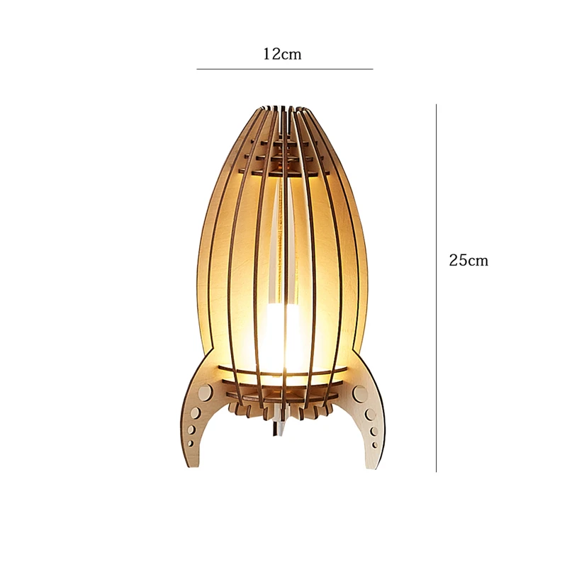 

rocket Table lamp Bedside lamps for bedroom wooden carved rocket deco living room home lights boy children nightstand Desk lamp
