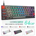 Механическая игровая клавиатура SK64S с RGB-подсветкой, Двухрежимная клавиатура NKRO bluetooth5.1 Type-C PBT, Gateron, оптическая клавиатура с переключателем, 64 клавиши