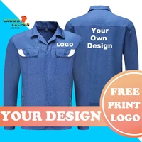 diy logo spring and autumn long sleeved overalls mens labor insurance suits workshop maintenance tooling tops