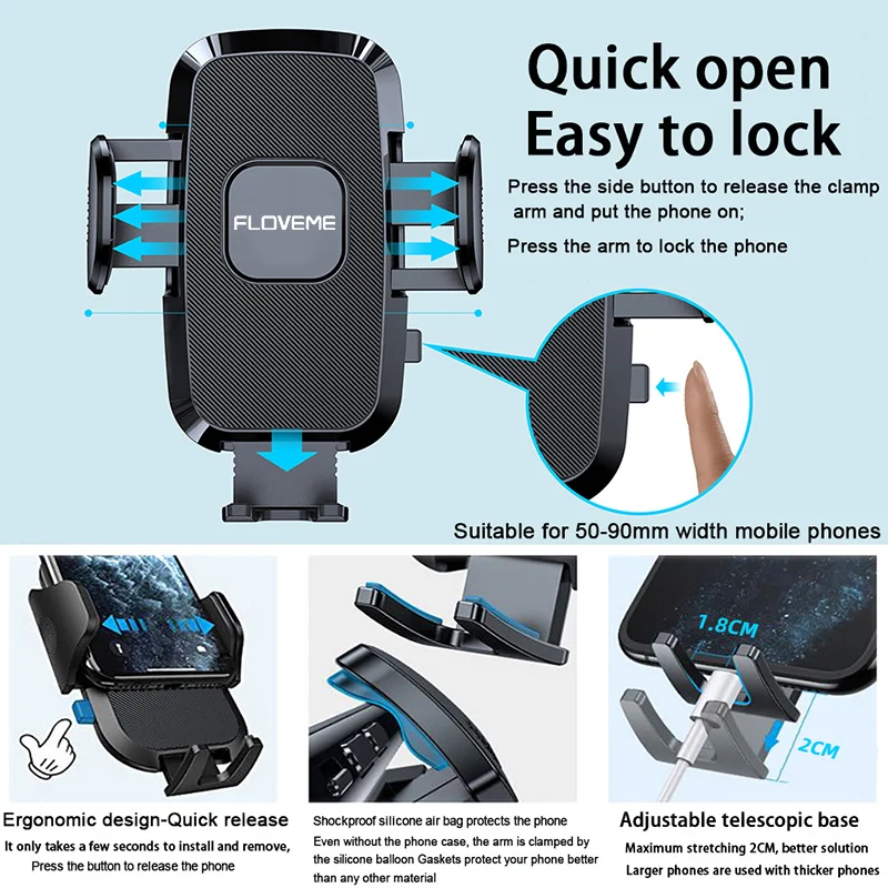 Sucker Car Phone Holder Mount Stand GPS Telefon Mobile Phone Support Holder For iPhone 13 Samsung Huawei Honor Xiaomi Redmi