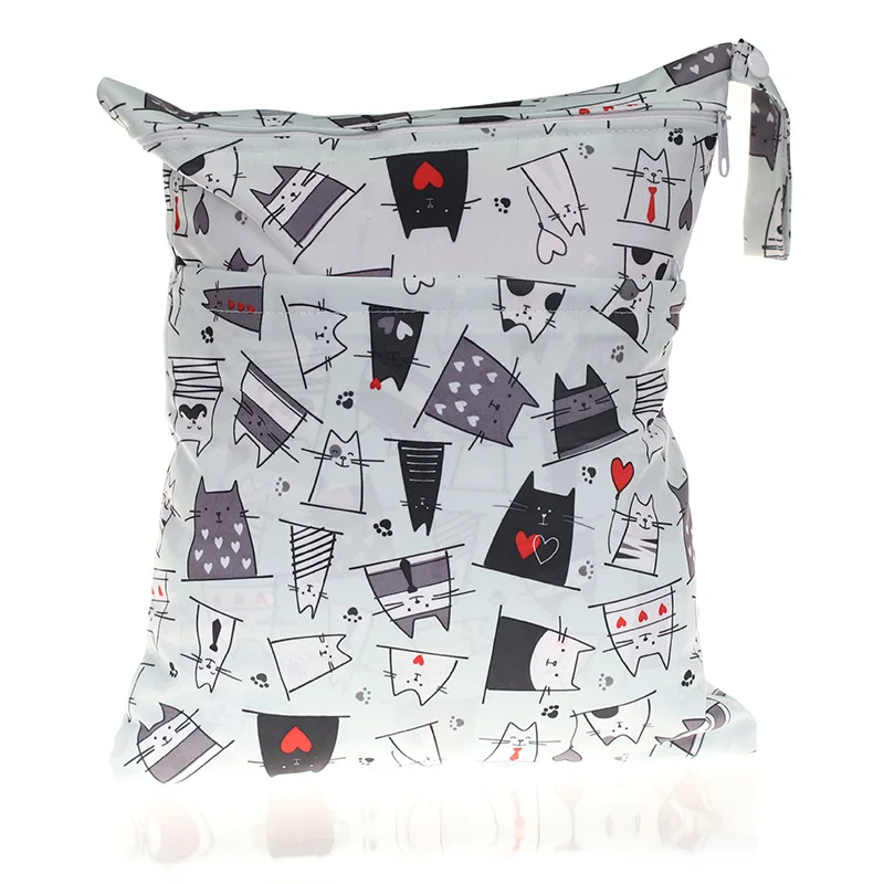 Baby Double Zipper Diaper Bag 30*36cm Snap Waterproof Reusable Wet for Nursing Menstrual Pad Nappy Travel Wetbag |