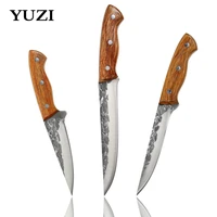 handmade forged kitchen knives set high carbon stainless steel chef knife meat cleaver slicing boning knife butcher cutter knife