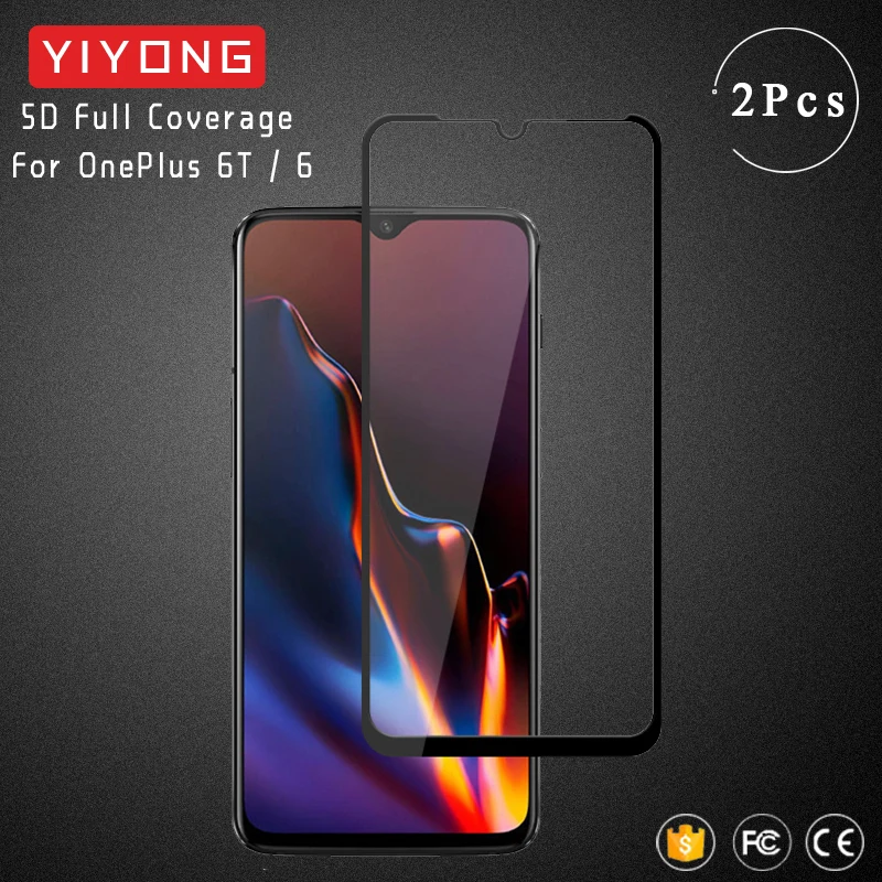 YIYONG 9D полное покрытие Стекло One Plus 6 комплектов/партия T 5 закаленное Oneplus Экран