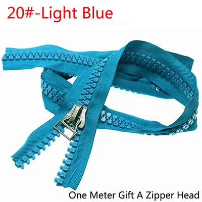 LightBlue Meetee 1/2 метра 15#/20# большая полимерная кодовая молния для пуховика палатки наружные Швейные аксессуары DIY Одежда на молнии ремесло ZA029 - Цвет: LightBlue