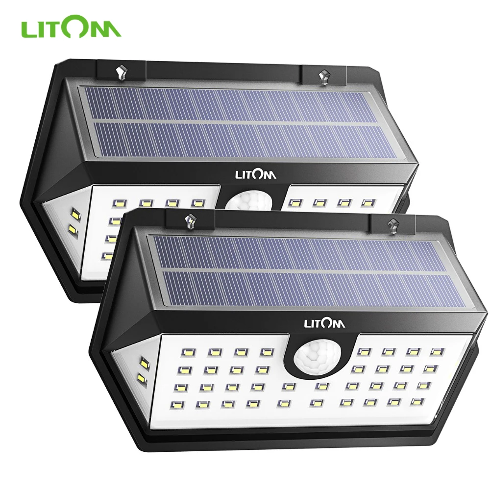 2 шт. Модернизированный LITOM Солнечный уличный светильник 40 светодиодов настенный