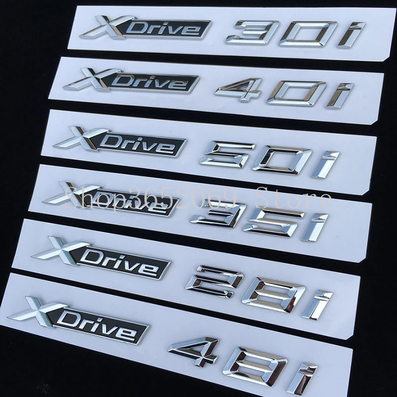 

1pc New XDrive 28i 30i 35i 40i 45i 50i Chrome Emblem Logo Car Fender Trunk Badge Discharging Capacity Nameplate Sticker for BMW