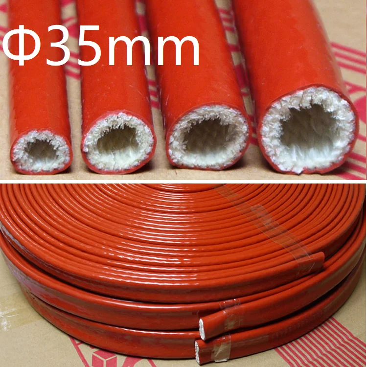 

Thickening Fire Proof Tube ID 35mm Silicone Fiberglass Cable Sleeve High Temperature Oil Resistant Insulated Wire Protect Pipe