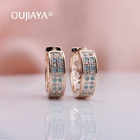 oujiaya new luxury green natural zircon dangle earrings micro wax inlay 585 rose gold big drop earrings fashion jewelry a178