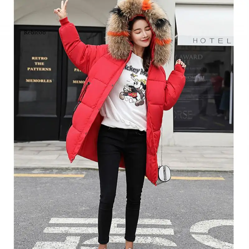 

Winter Hooded Warm Women Casual Long Down Jackets Ladies Thicken Cotton Parka Outerwear Korean Harajuku Coat
