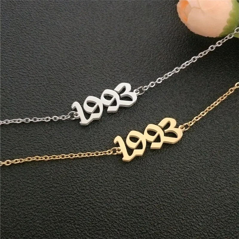 От 1991 до 2000, ножные браслеты для детей с датой рождения и цифрами в английском стиле, женский браслет BFF, ювелирные изделия, Tobilleras Pulsera Para Tobillo