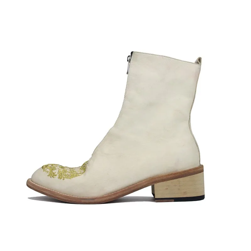 Роскошные Подиумные мужские сапоги из натуральной воловьей кожи Сапоги для