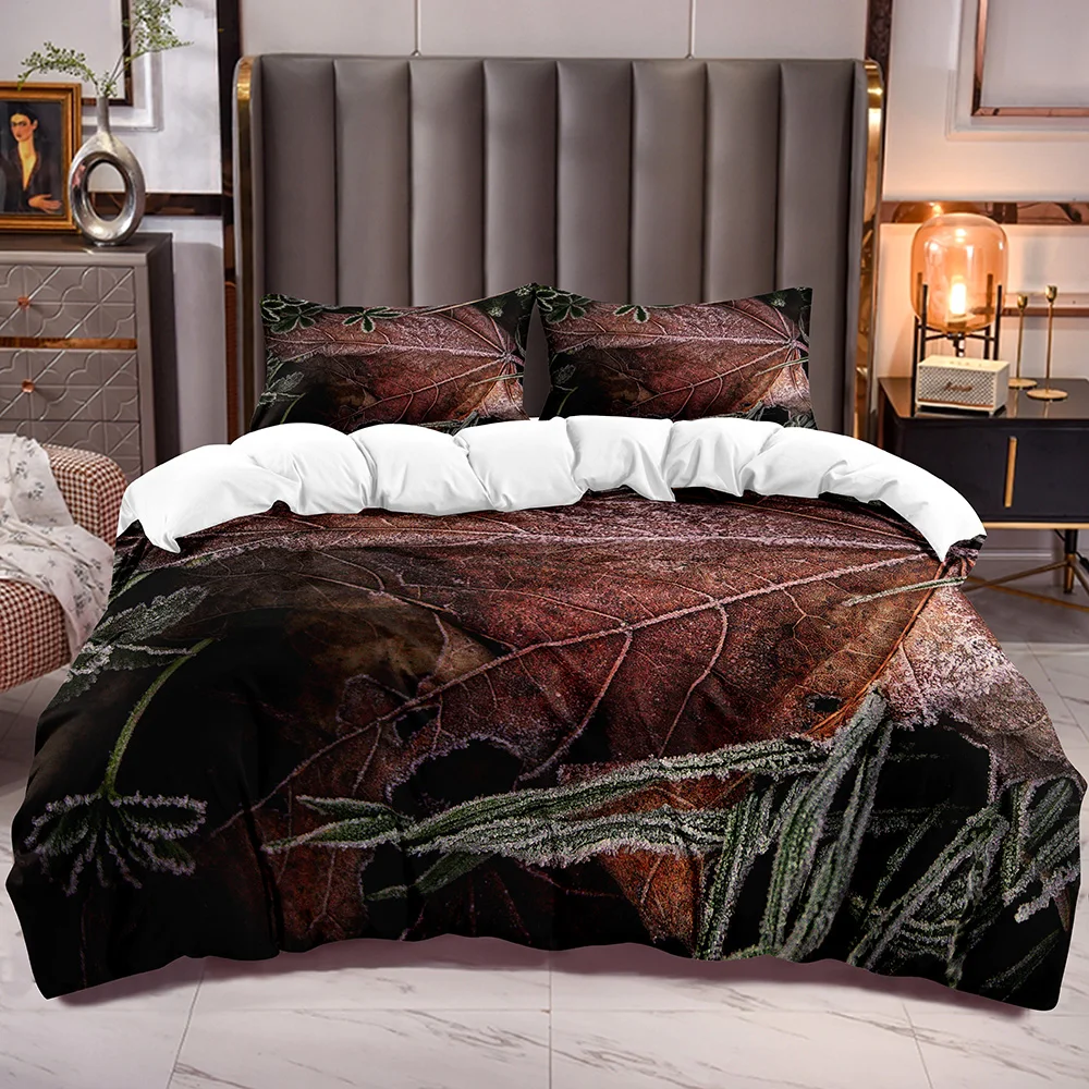 

Botanical Duvet Cover with Leaf Print Comforter Cover Sets with Soft Microfiber Bedding Quilt Cover Zipper Closure
