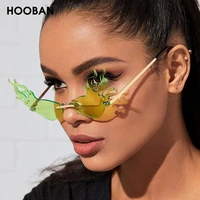 hooban 2020 new fire flame sun glasses women stylish rimless brand designer sunglasses luxury shopping street beat eyewear shade