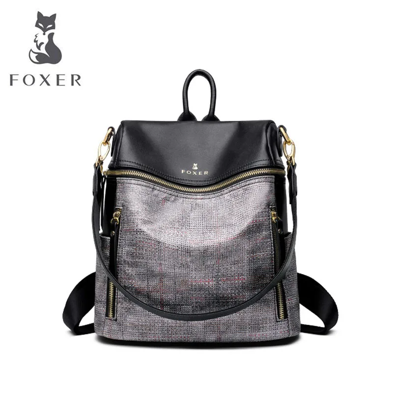 FOXER роскошный популярный высококачественный Женский рюкзак новые модные дикие вместительные, для отдыха, путешествий, цветной рюкзак двойного назначения