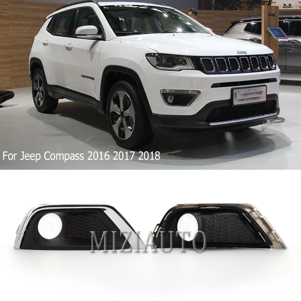 

Передние противотуманные фары крышка Рамка для Jeep Compass 2016 2017 2018 фары Противотуманные фары Крышка фара противотуманка рамы