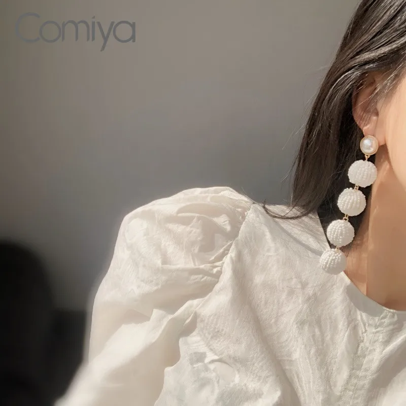 Корейские висячие серьги Comiya для женщин Длинные Подвески с шариками акриловые