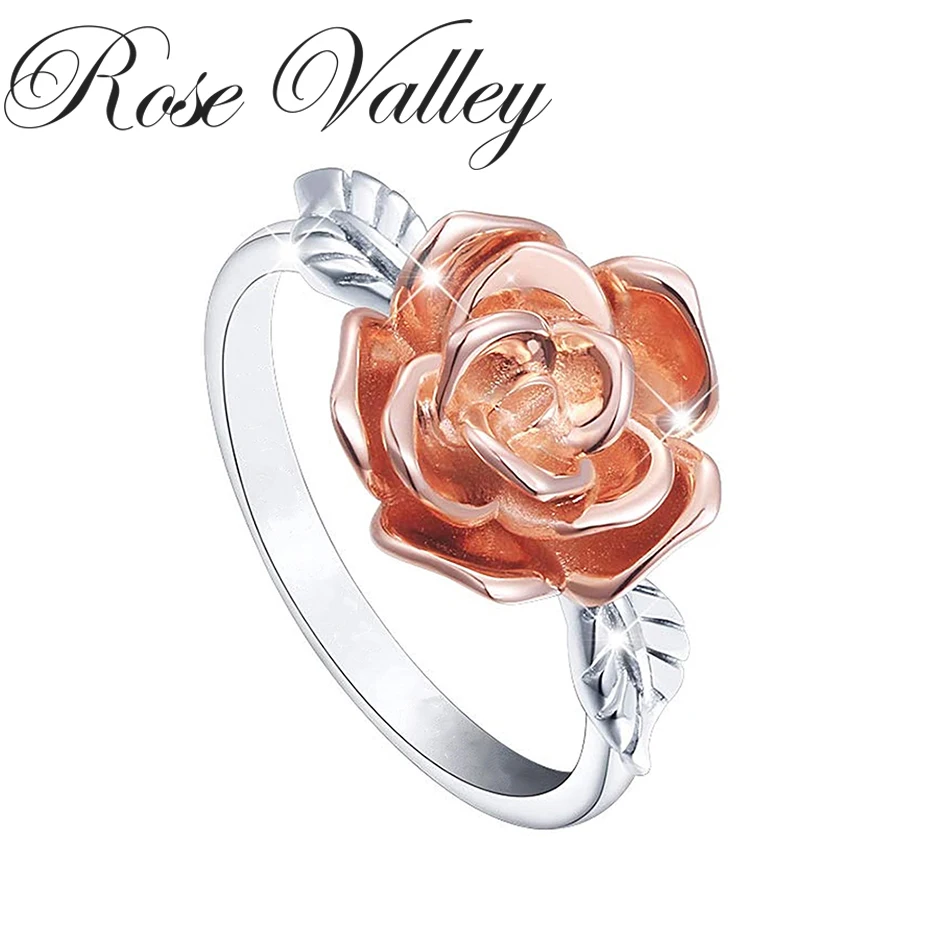 

Rose Valley Rose Flower Rings for Women Opening Ring Size Adjustable Fashion Jewelry Girls Birthday Gifts RRR003