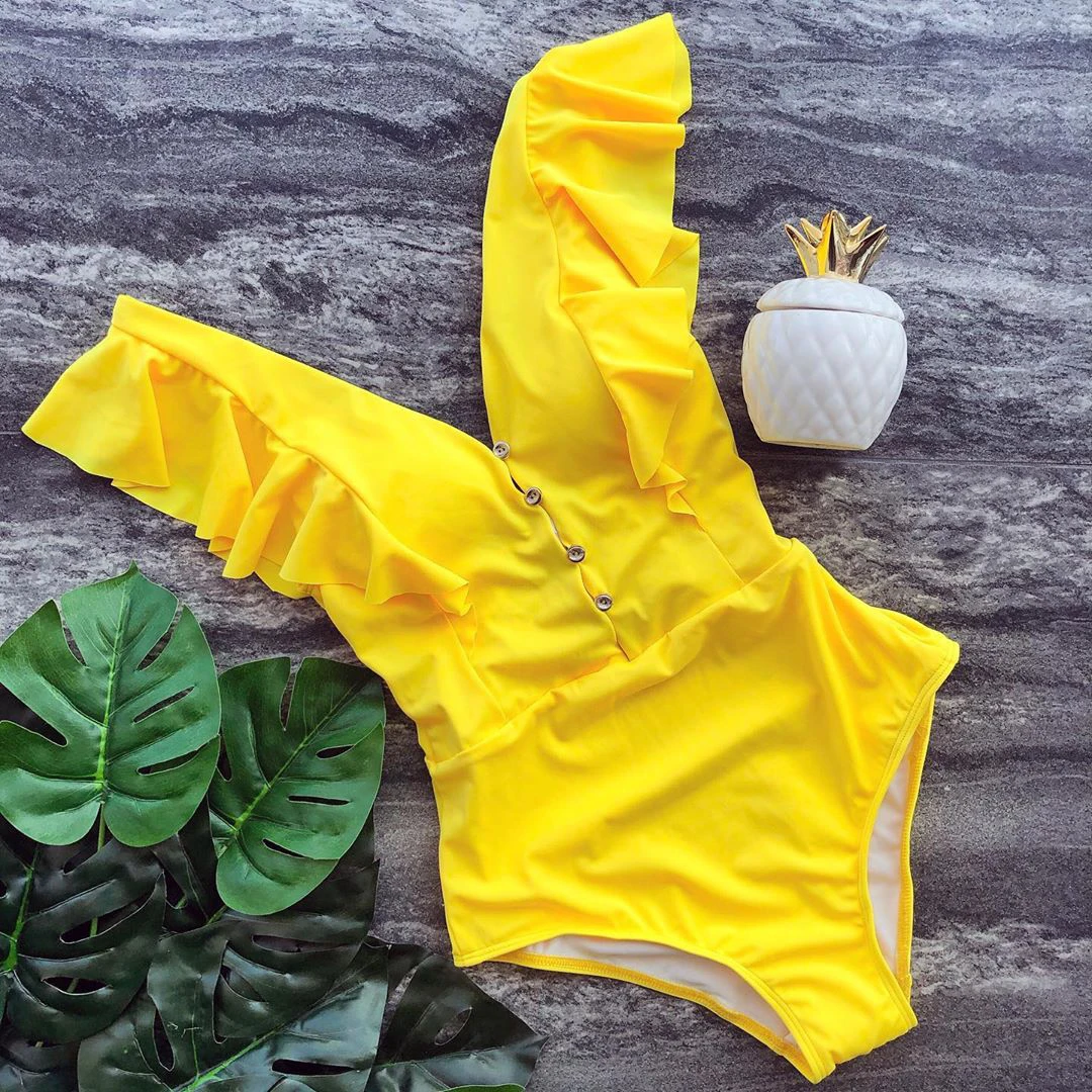 Сексуальный бандажный женский купальник 2019 Цельный монокини с ремешками черный