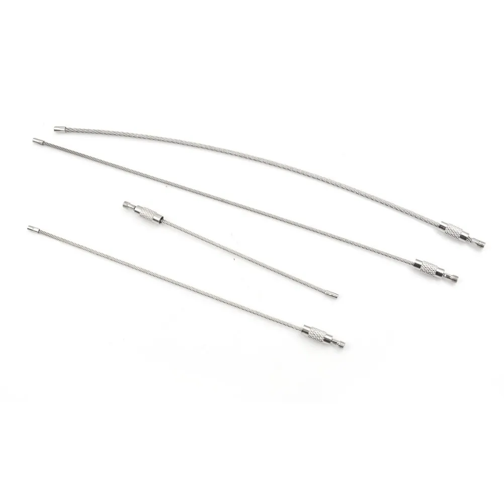 

10Pcs/lot EDC keychain tag rope Stainless steel wire cable loop outdoor screw lock gadget ring key keyring circle camp luggage