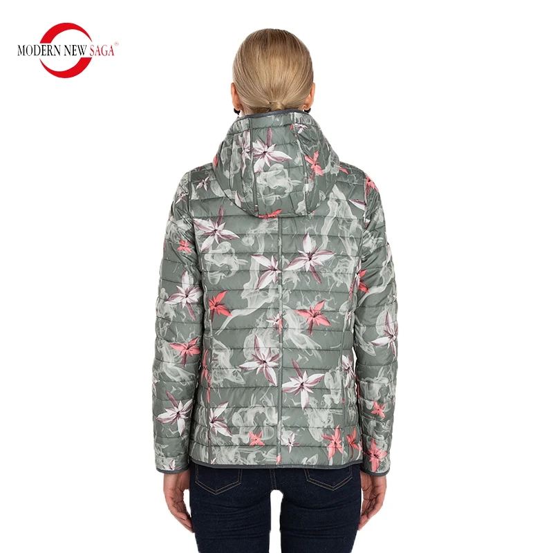 MODERN NEW SAGA Autumn Jacket Women Reversible Jacket Thin Cotton Padded Jacket Hooded Spring Women Coat Puffer Jacket Woman