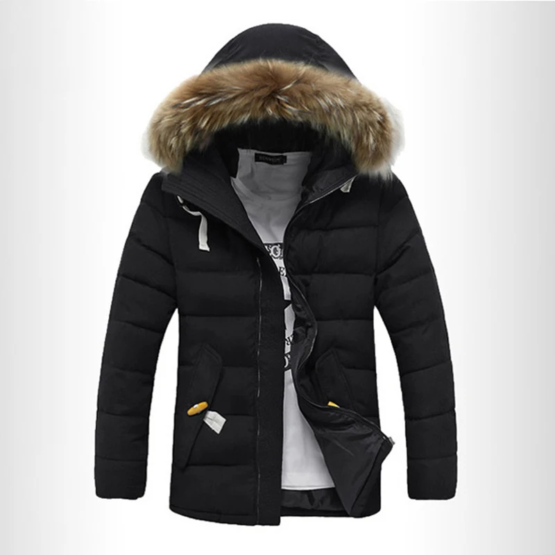 

Men's Parkas Winter Jackets Coats Hats Slim Overcoat Fashion Casual Hombre Solid clothes Warm Thick Windproof Fur Collar