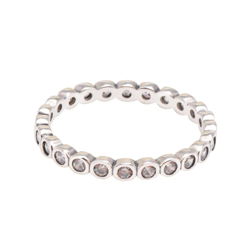 

925 Sterling Silver Clear CZ Small Round Eternity Stackable pandoradora Rings for Women Jewelry Free ShiPing Wholesale