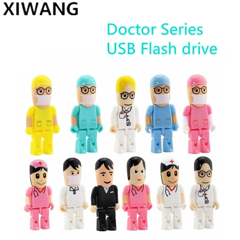 Больница мультфильм доктор игрушка серия USB флэш-накопитель 4 ГБ 8 ГБ ручка-накопитель 16 ГБ 32 ГБ 64 ГБ медсестры Флешка 128 ГБ usb флешка модный подарок